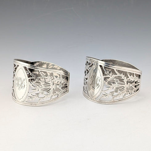 1912年 英国アンティーク 純銀製 D型ナプキンリング ペア 56g Fenton Brothers